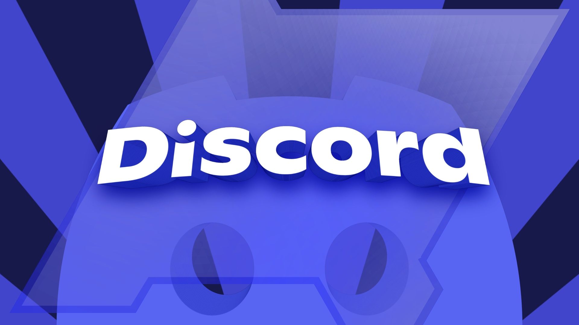 discord white 3d text over blue transparent AP logo with blue and gray background stripes