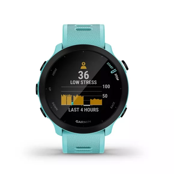 Garmin Forerunner 55 Aqua with stress level display