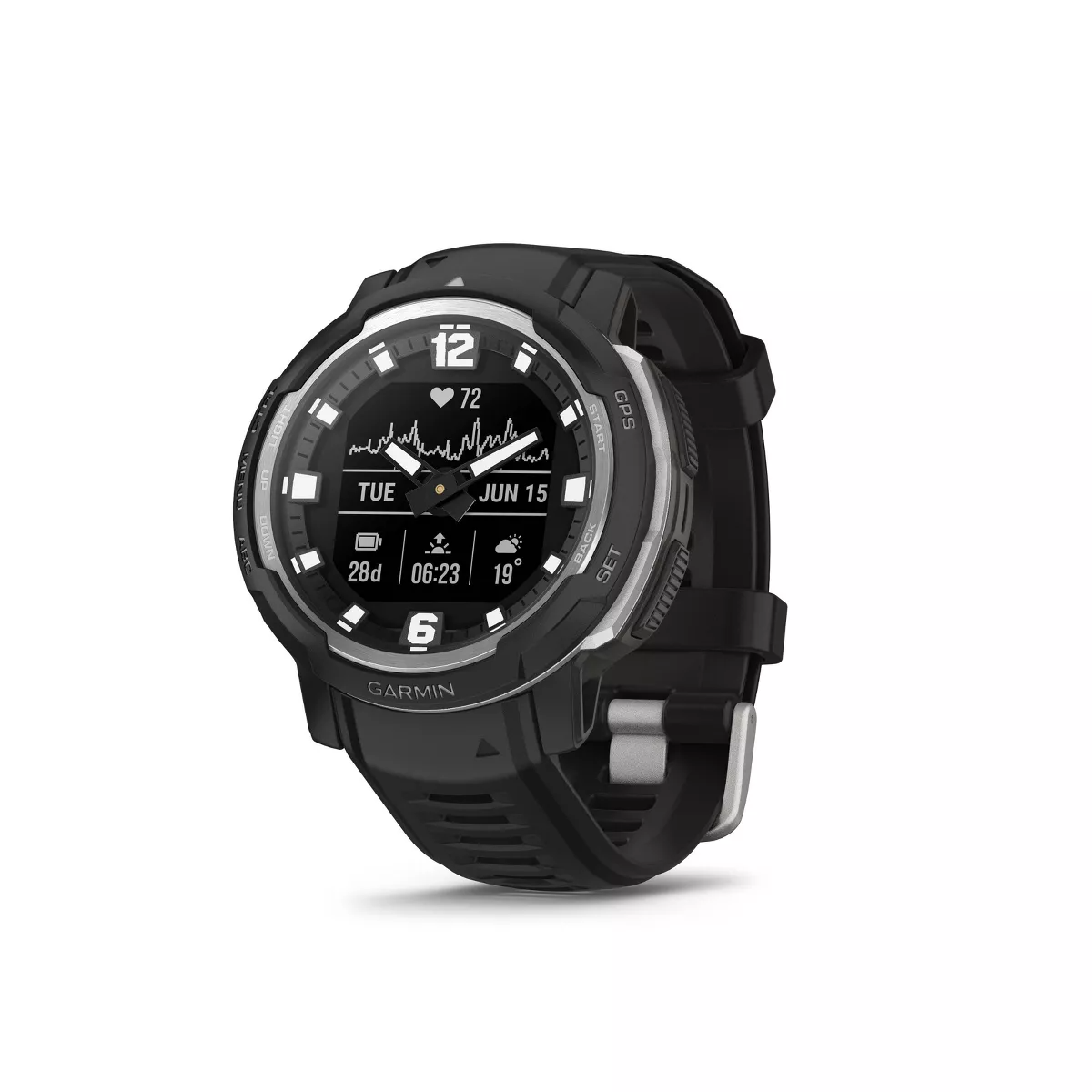 Garmin Instinct Crossover in black on a white background