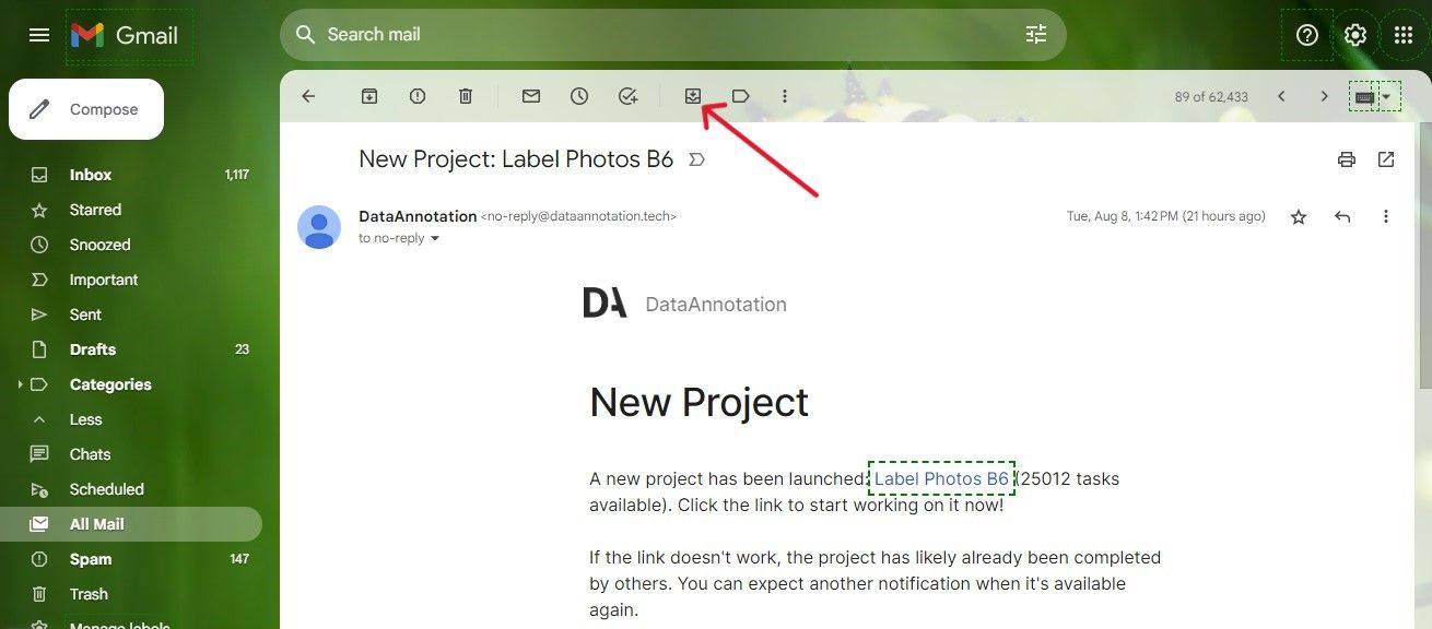 Click on the Switch to Inbox icon to unarchive the electronic mail and return it to the inbox.