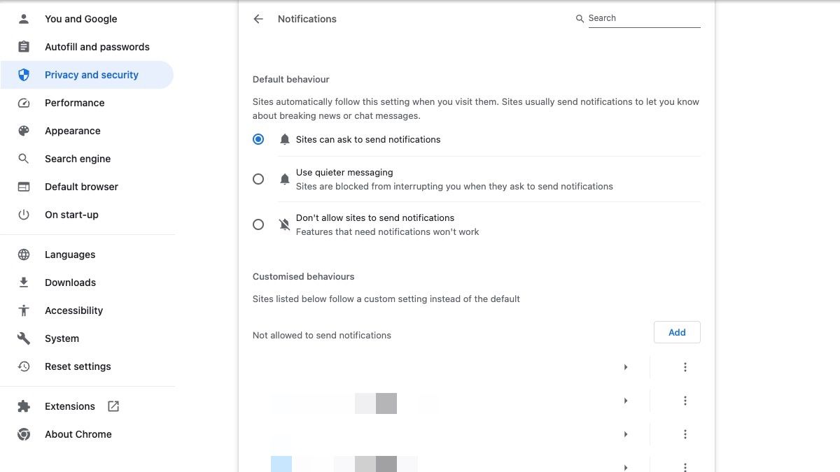 Blocking off predicament notifications in Gogole Chrome on Desktop