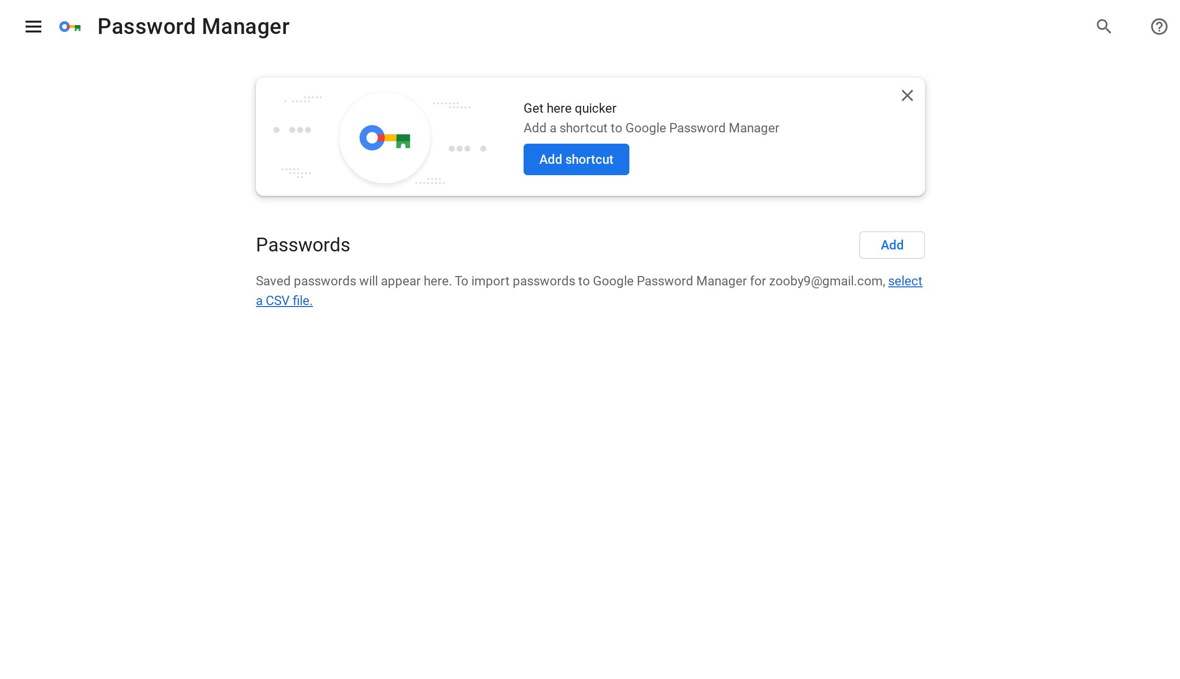 The Google Chrome password manager