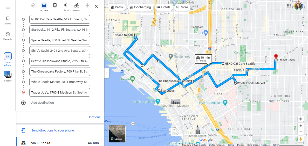 google-maps-a pair of-locations-optimized-routora