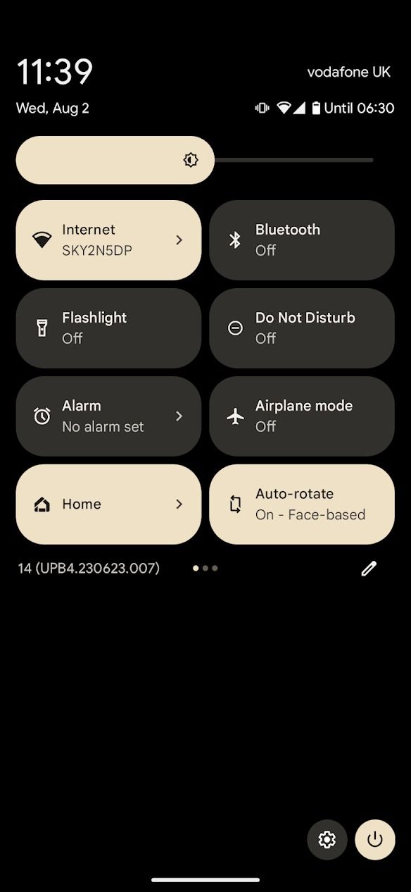 Android phone's quick settings tiles