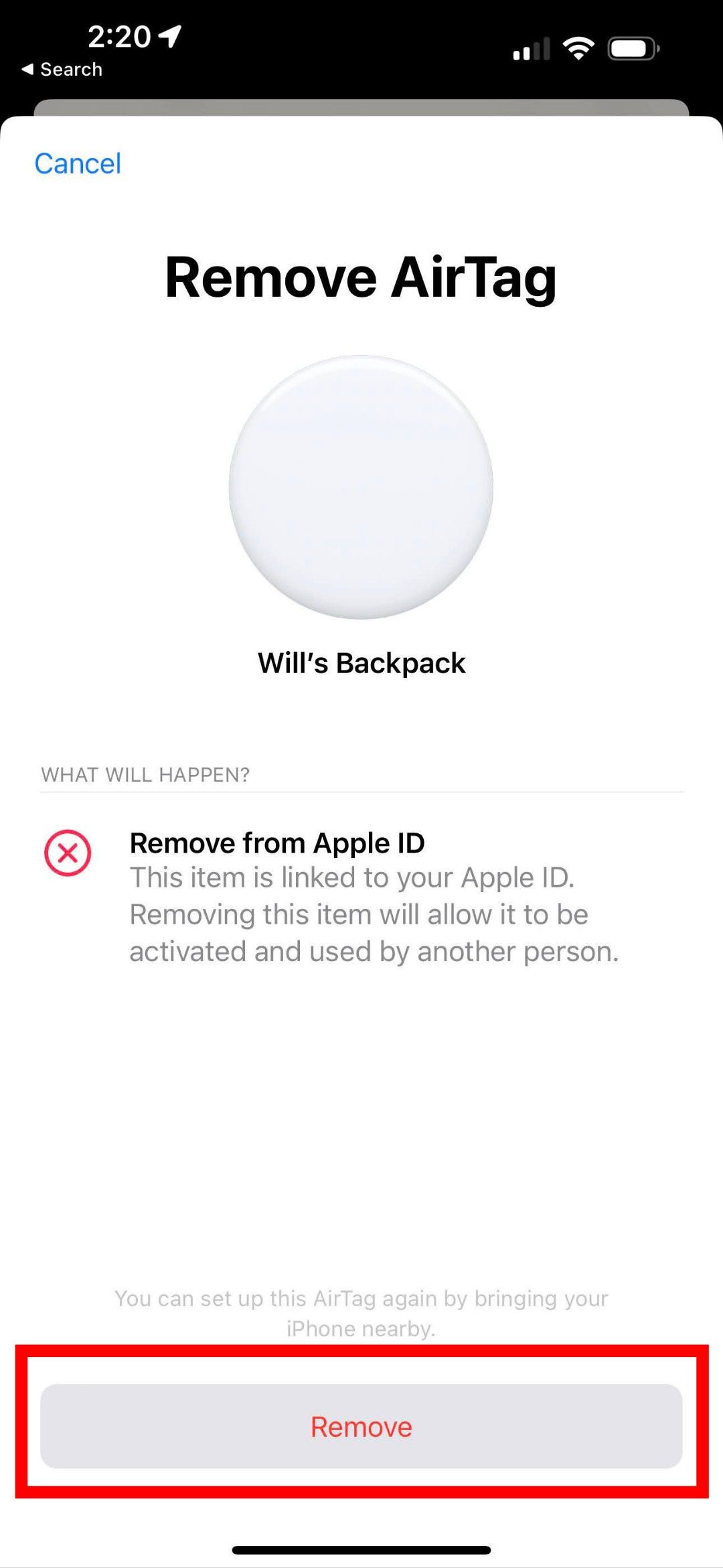 How to reset your AirTag