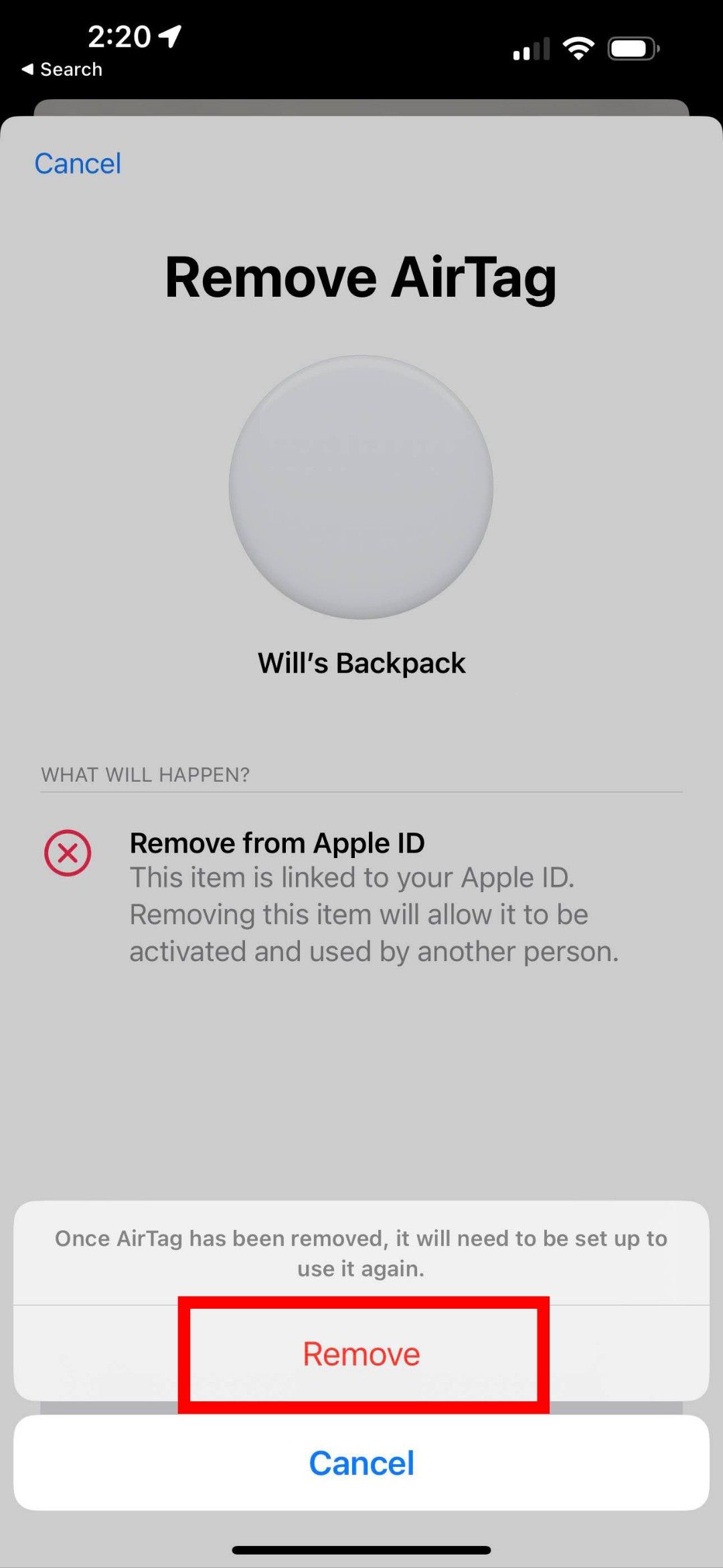 How to reset your AirTag