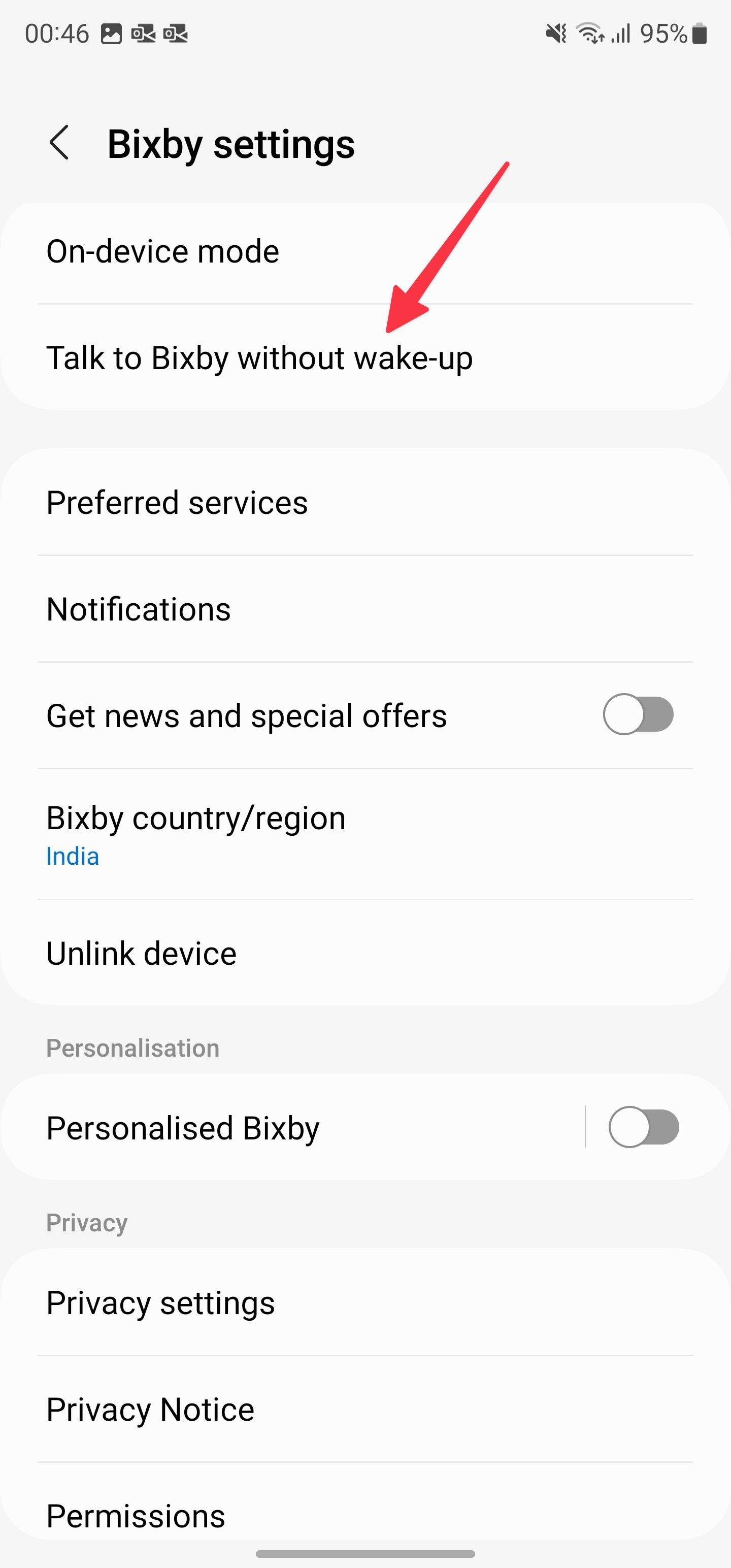 Talk to bixby without wake up