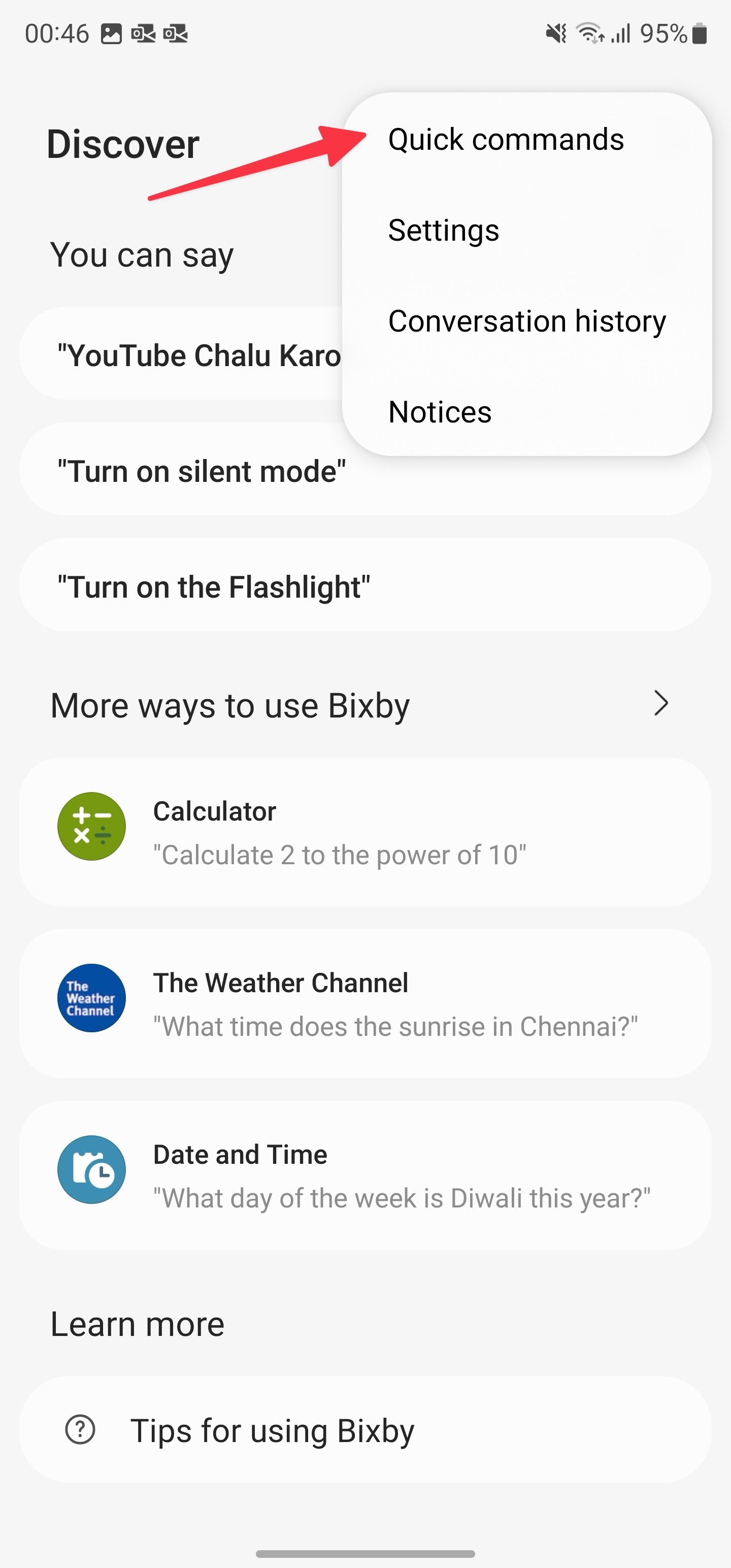Bixby quick commands