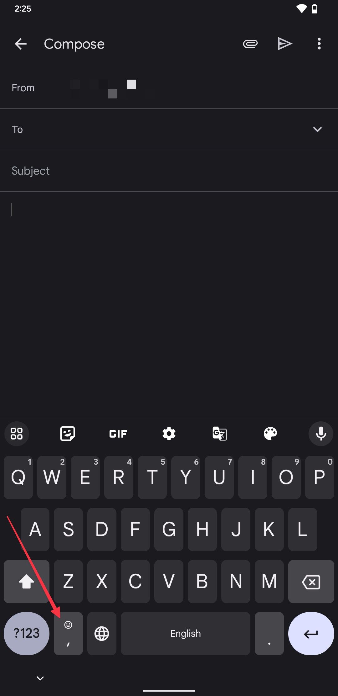 Gboard screenshot showing emoji button