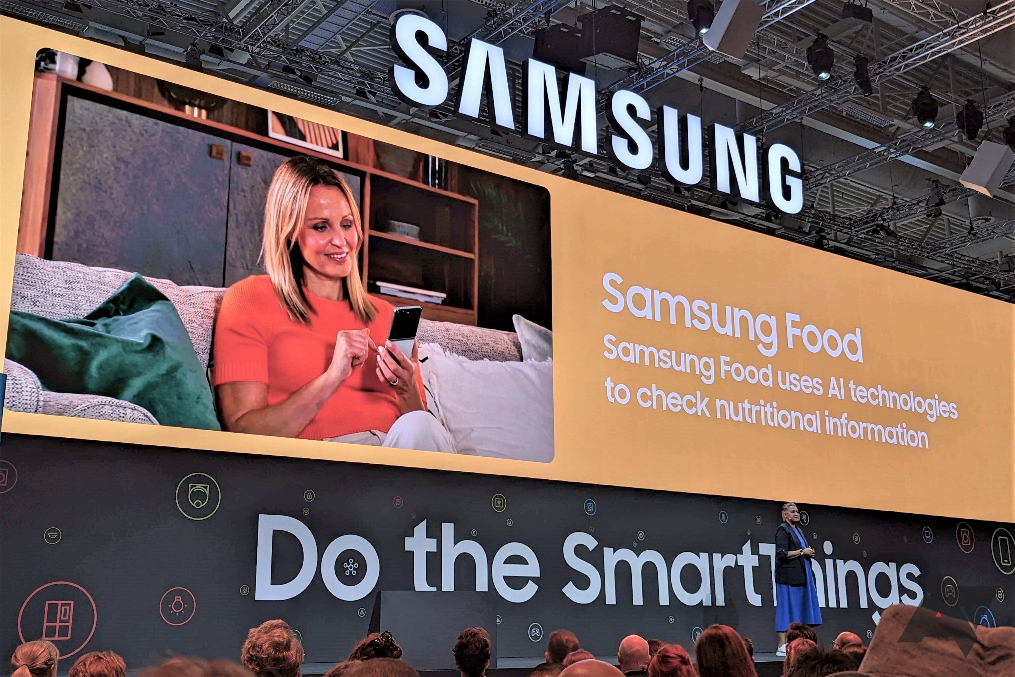 Samsung Food banner on stage at IFA