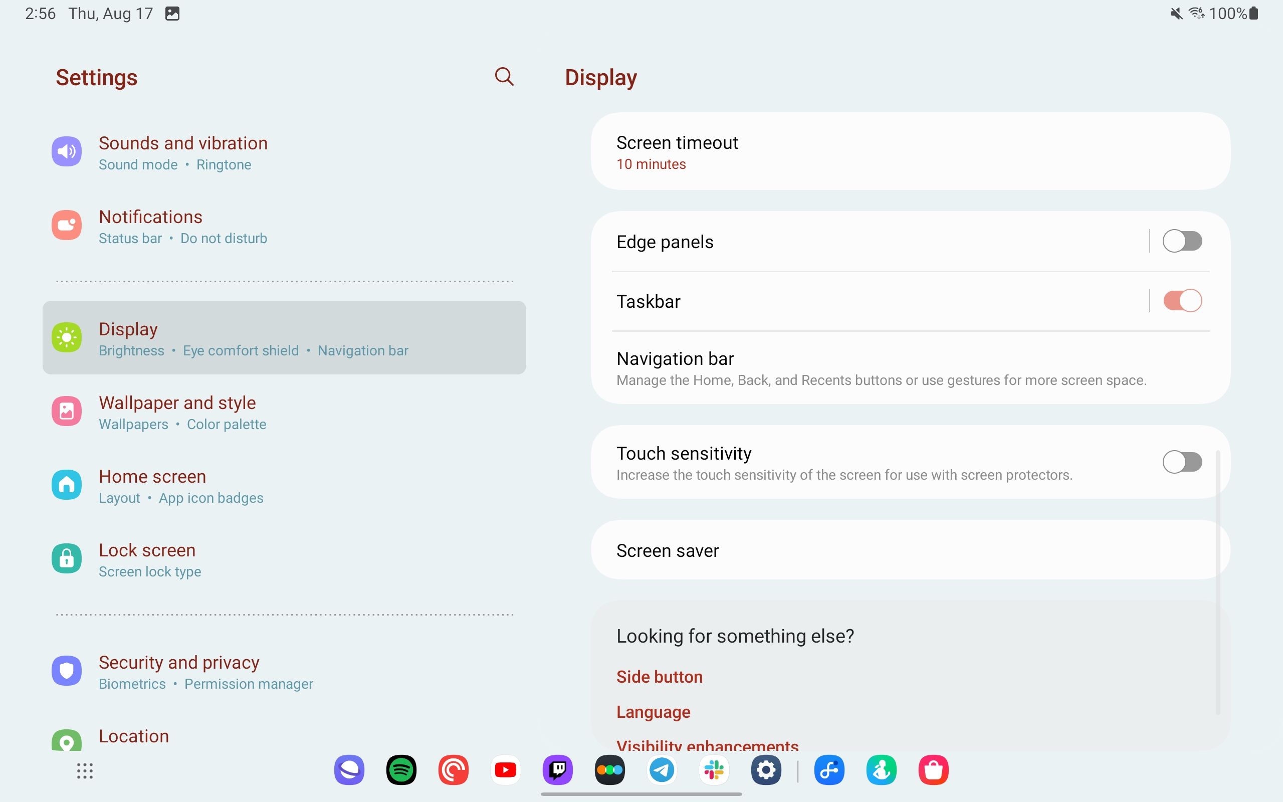 The Show settings for the Galaxy Tab S9