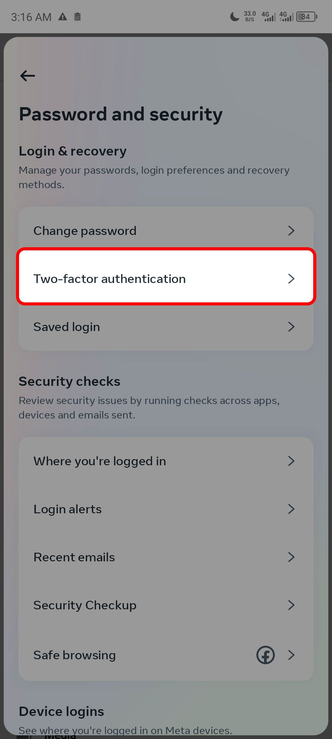 how to set up 2 step authentication on facebook