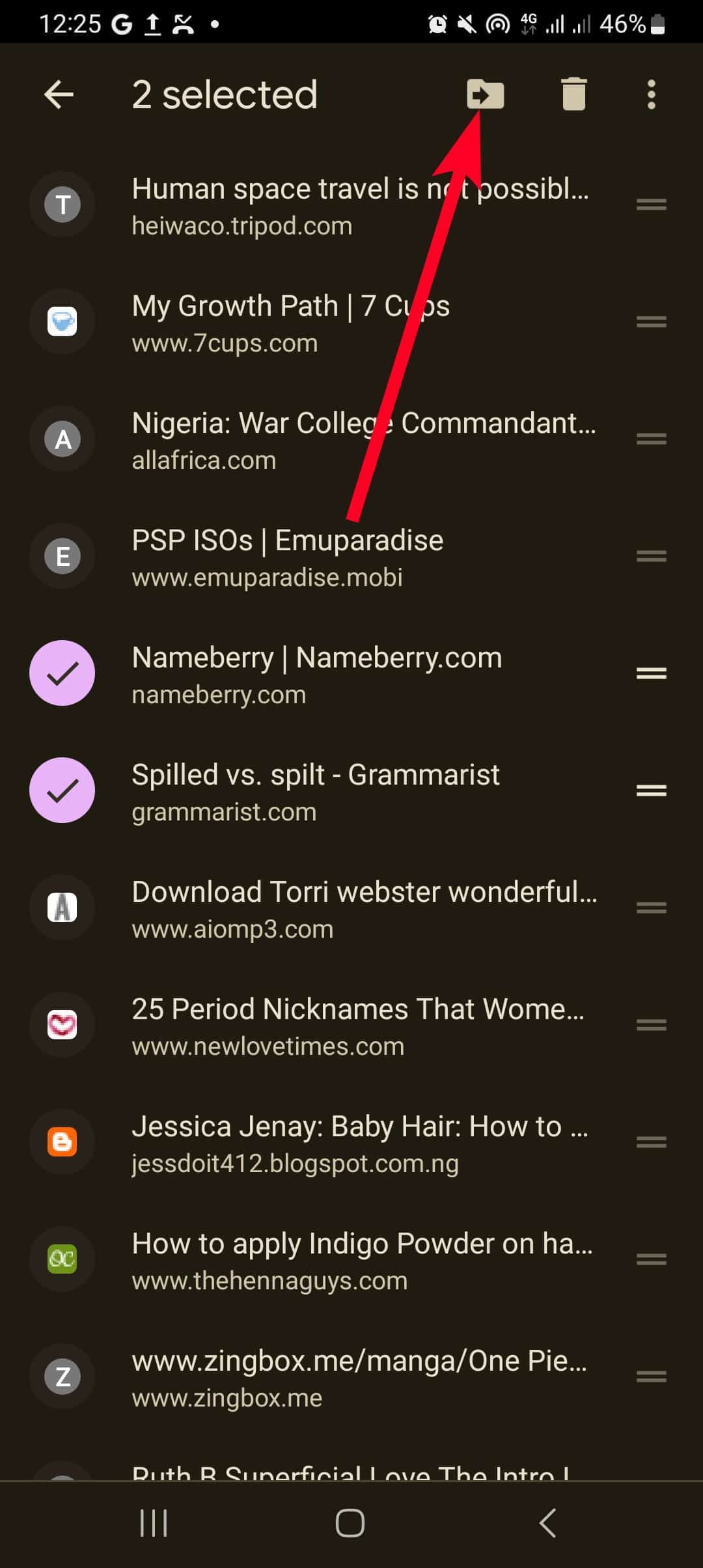 Deciding on folder icon for transferring Chrome bookmarks on the app