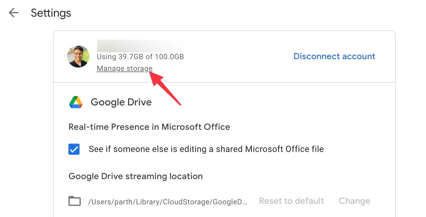 Google Drive storage on Mac