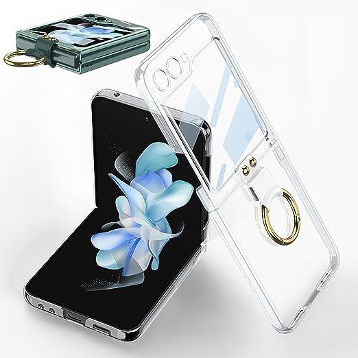 SHIEID Samsung Z Flip 5 Transparent Cell phone Case with Ring Cell phone Grip