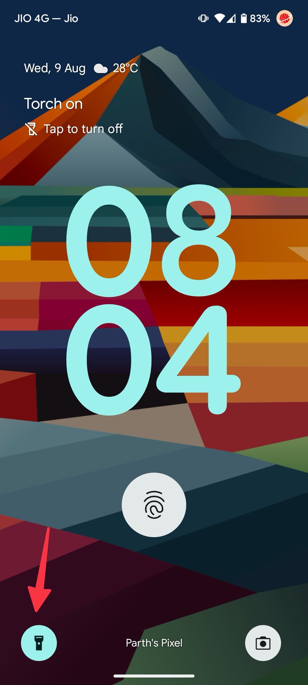 Torch shortcut on Google Pixel lockscreen