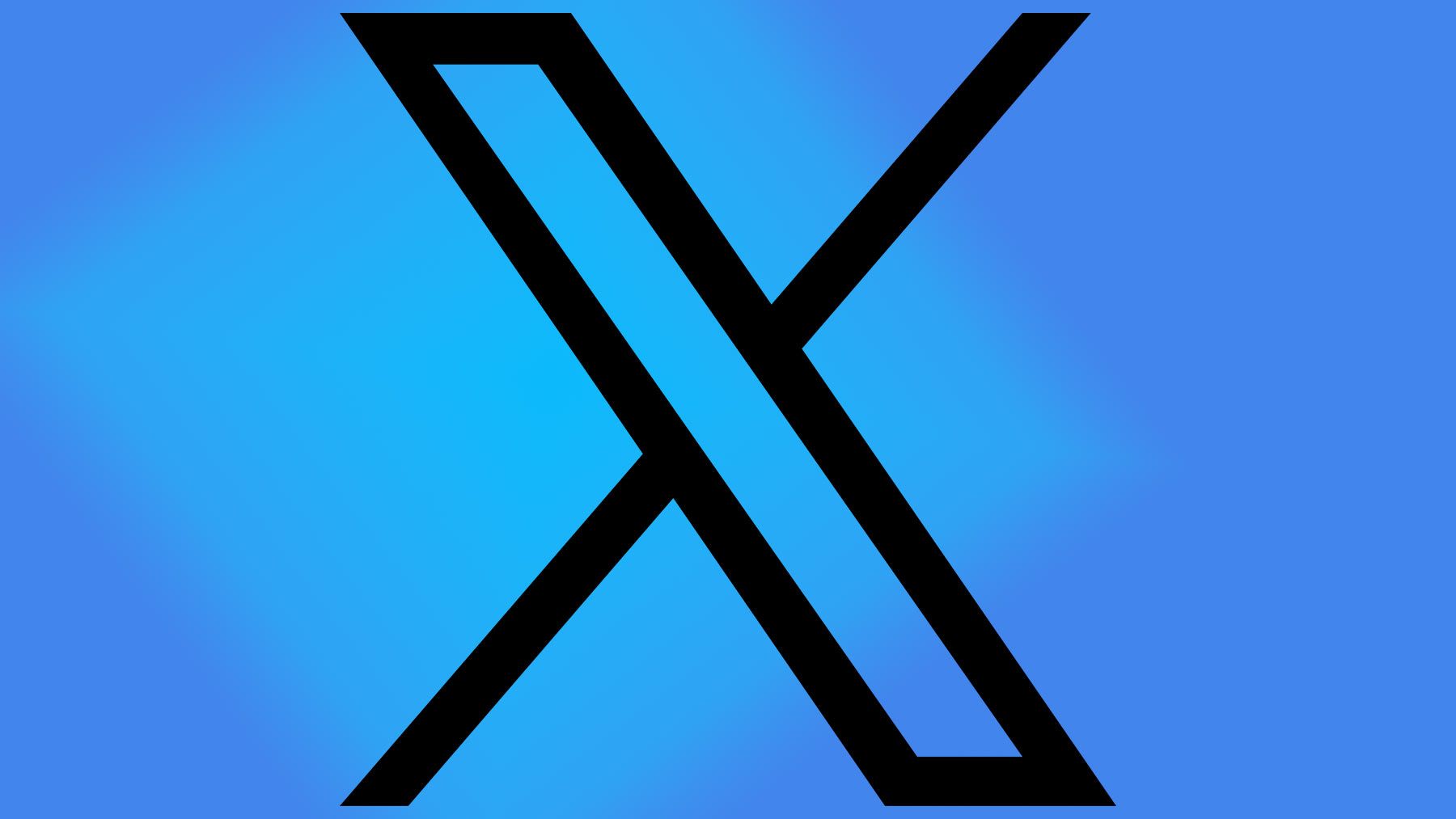 The new X logo in front of a blue background