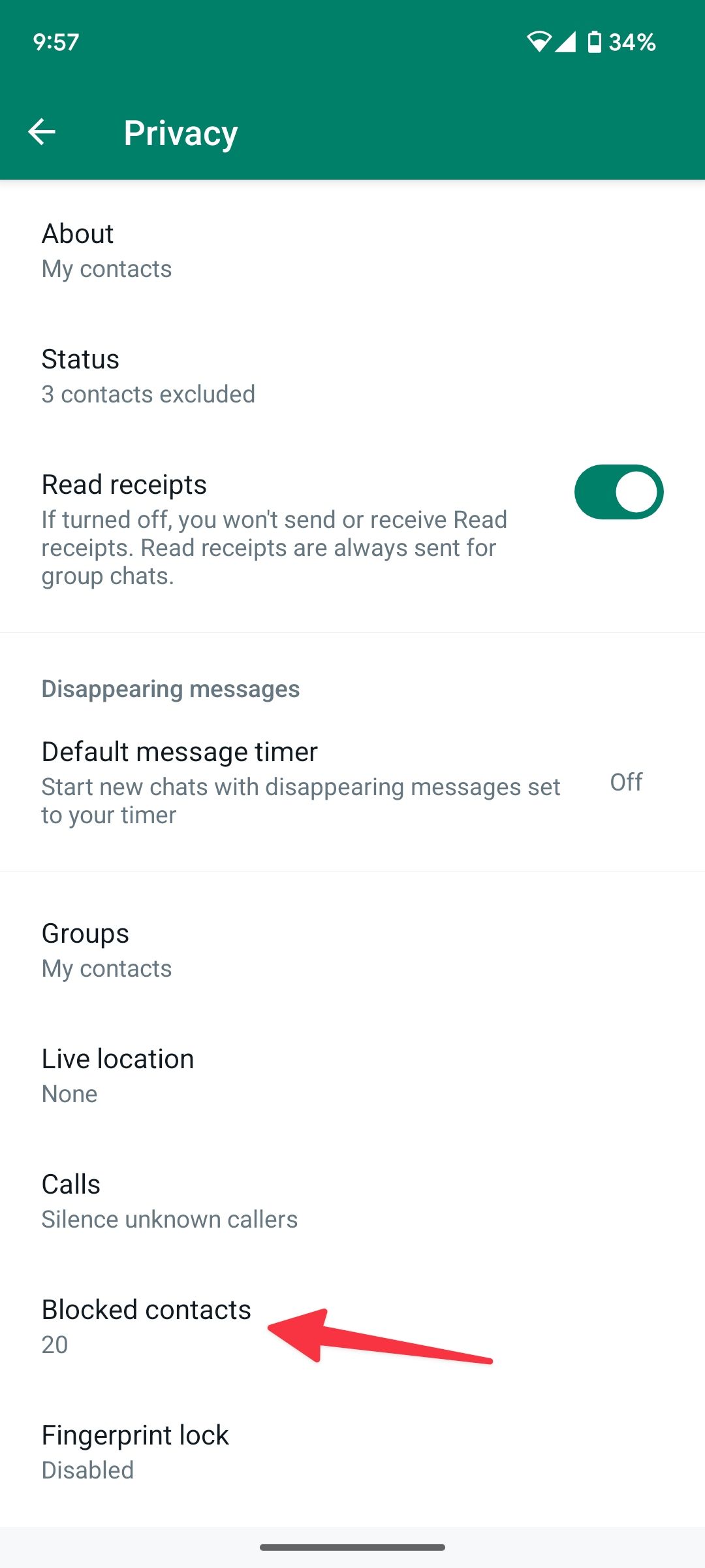 blocked contacts on WhatsApp