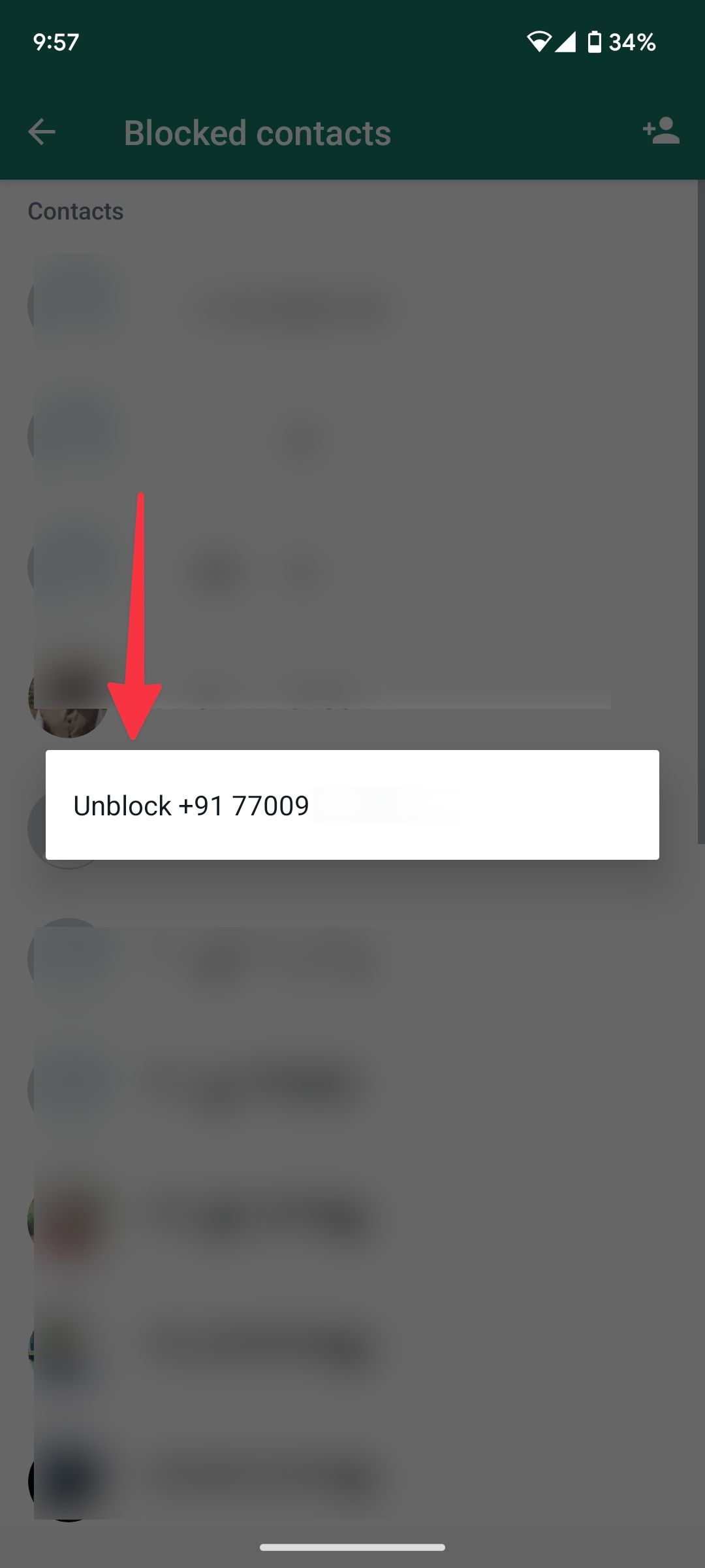 unlock a contact on WhatsApp