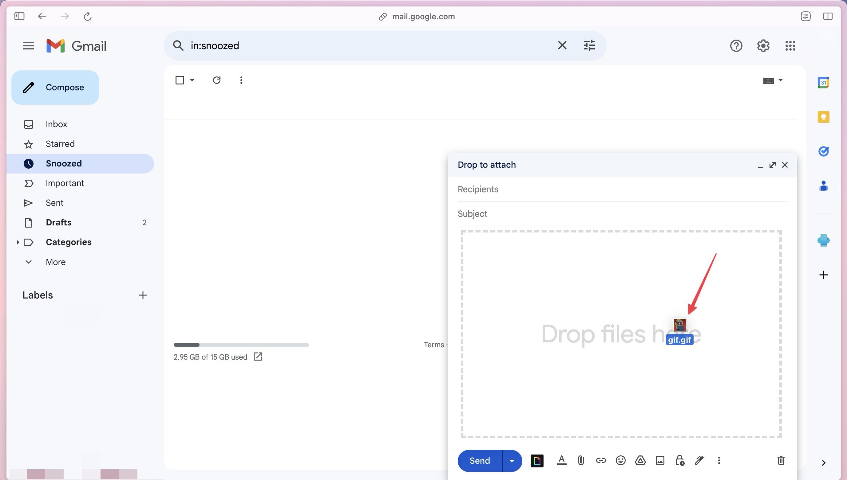 Accelerate and descend GIF in Gmail effect window
