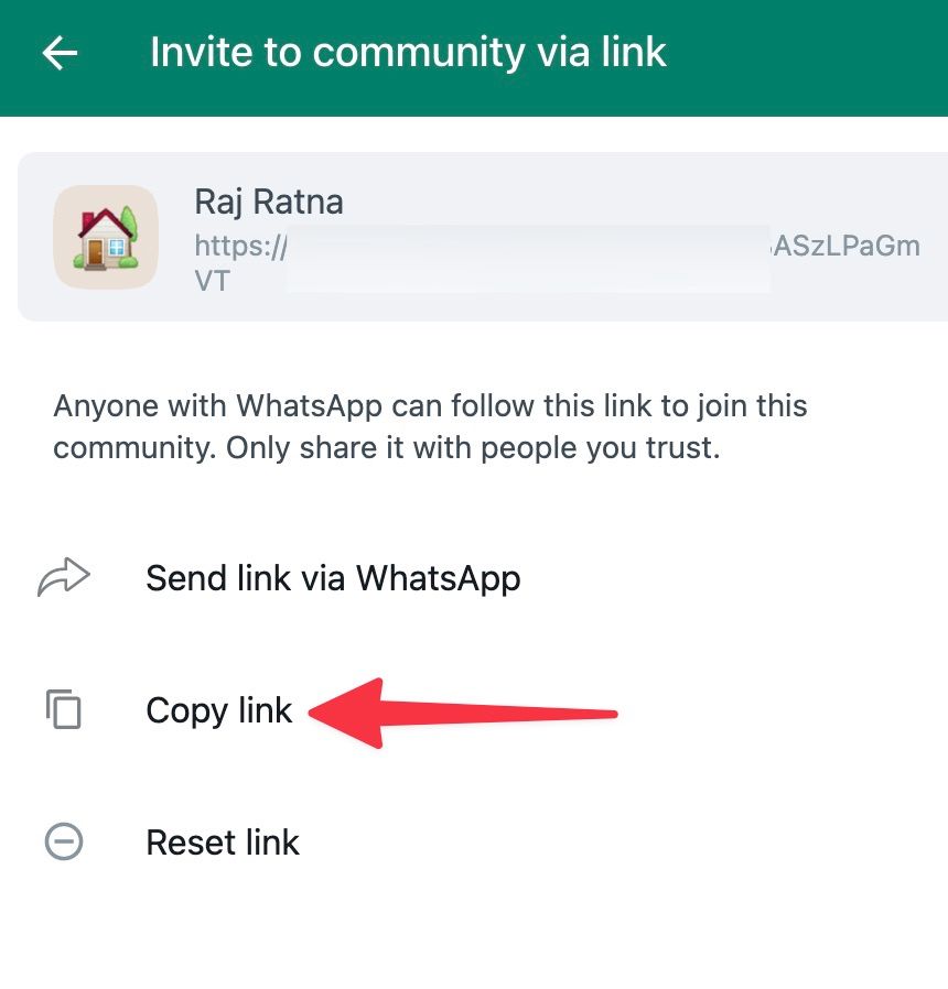 WhatsApp community copy link