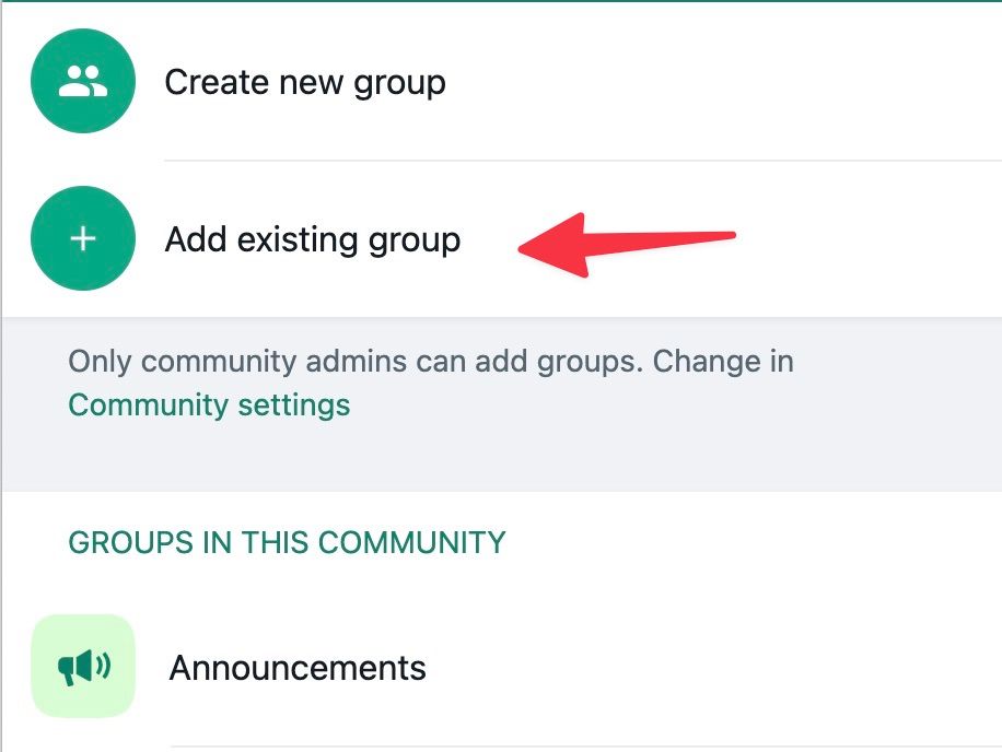 add existing group WhatsApp community