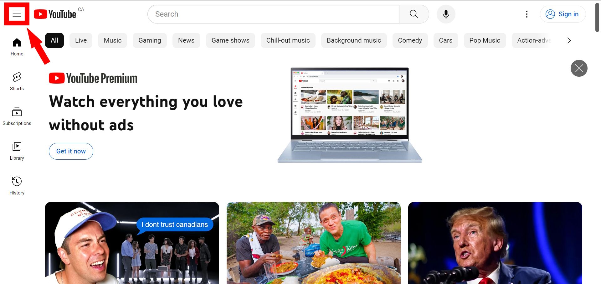 youtube web homepage 1