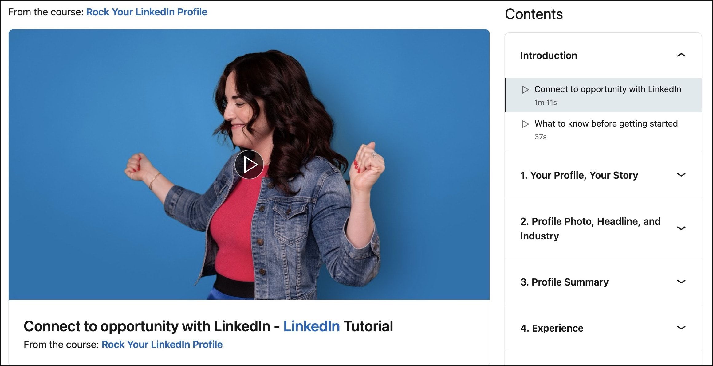 Rock your LinkedIn proflie course on LinkedIn Learning platform