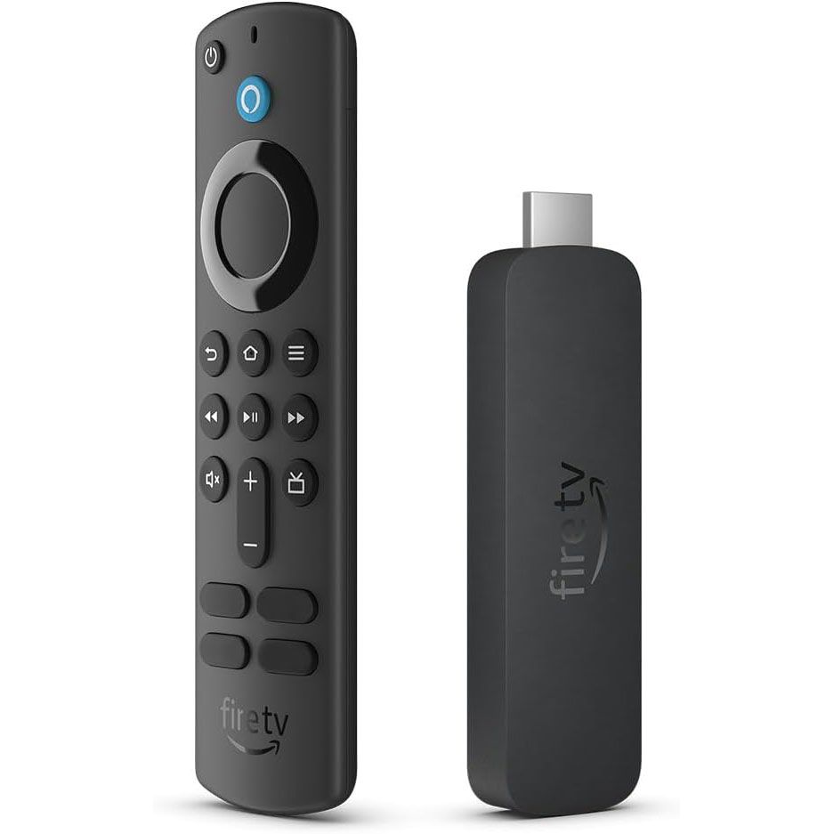 Amazon Fire TV Stick 4K (2nd Gen, 2023) and remote side by side