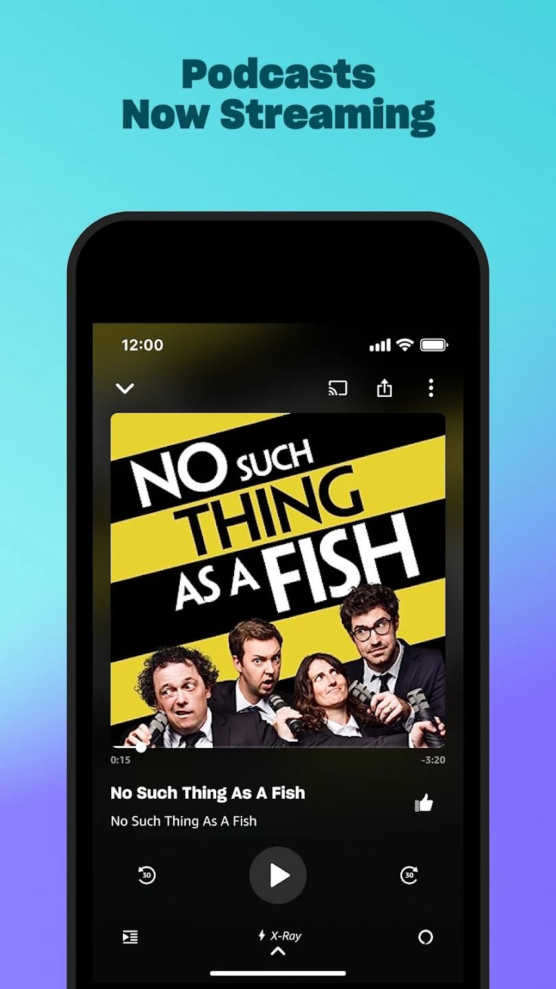 phone on blue background showing amazon music app audio player