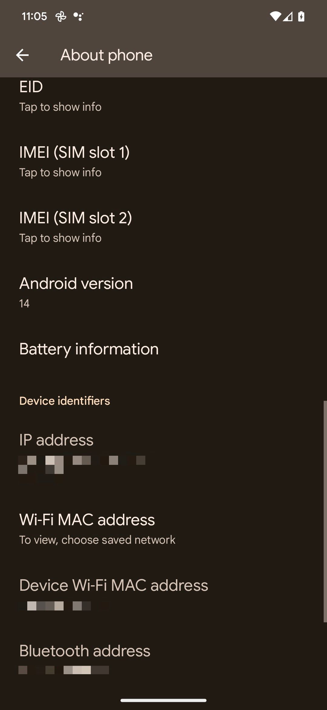 Android 14 QPR1 About Phone menu