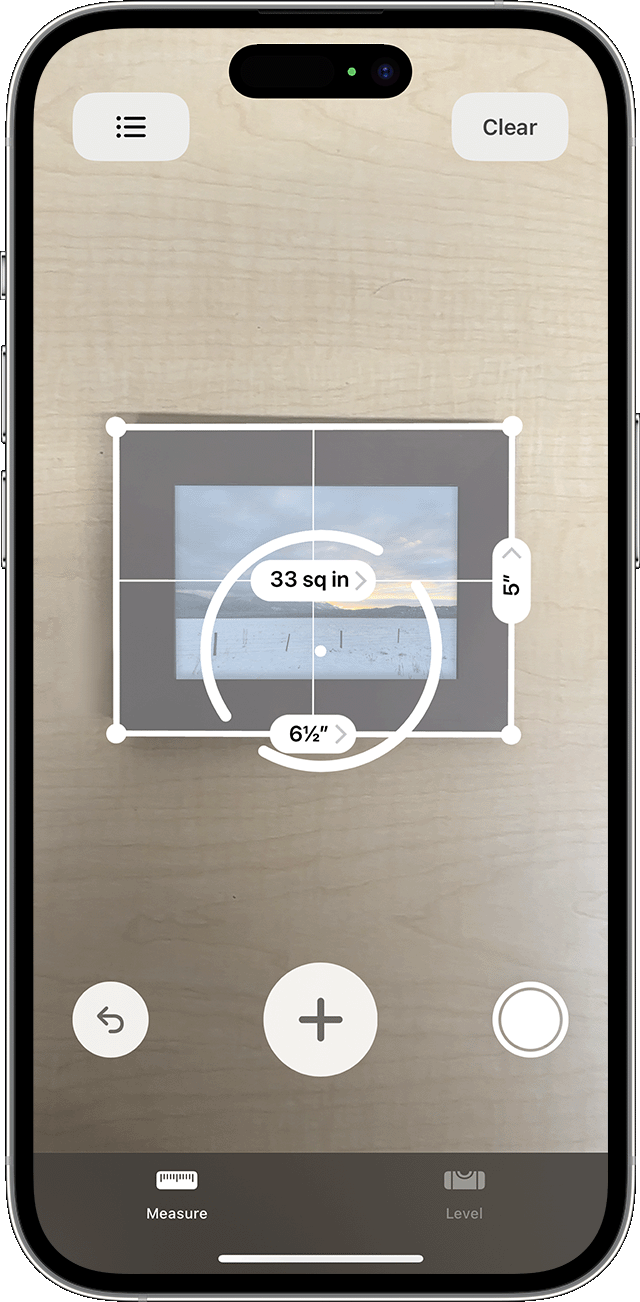 Apple Measure app displays dimensions for framed images