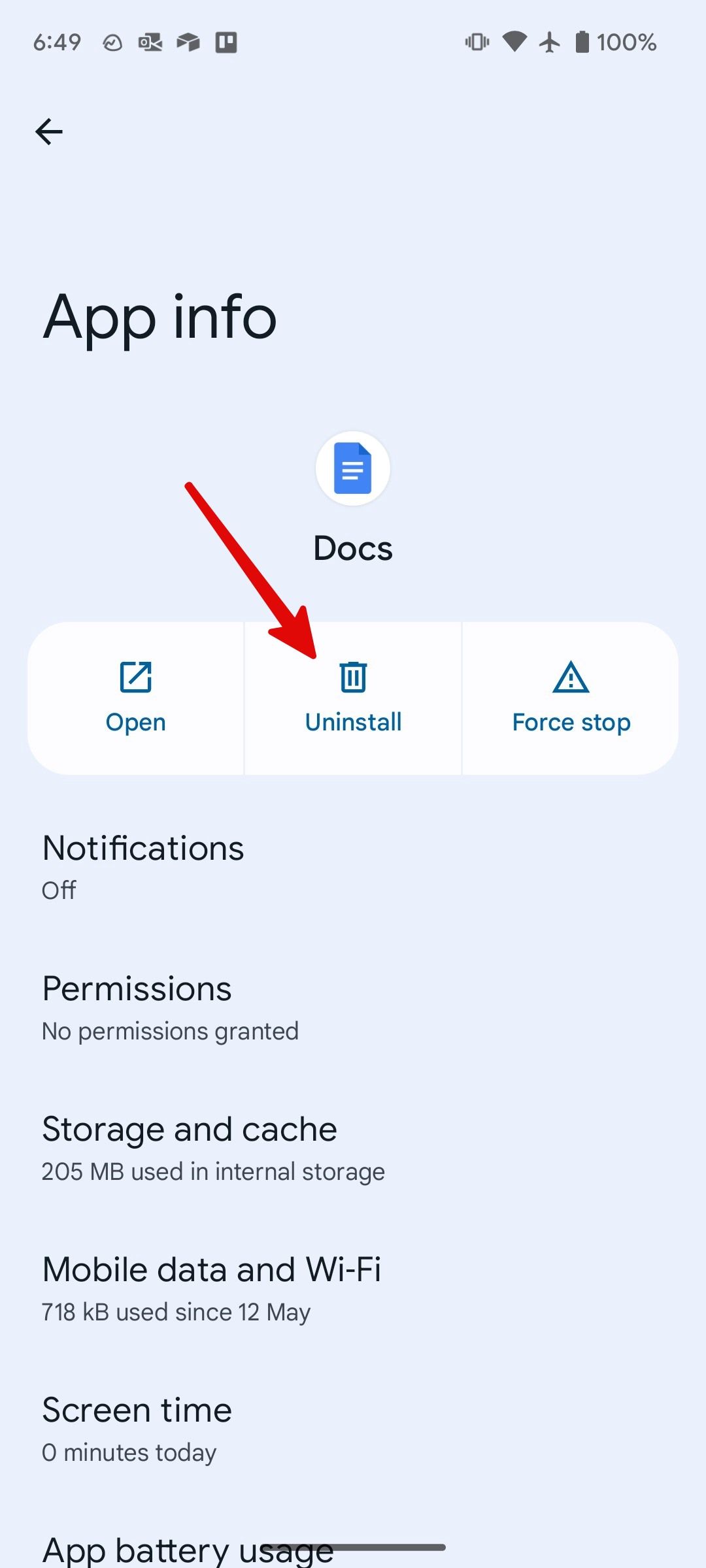 uninstall google app