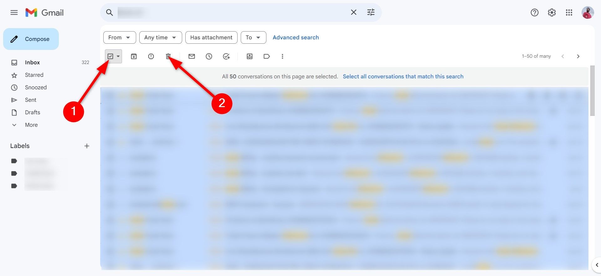 Delete messages sent by sender in Gmail