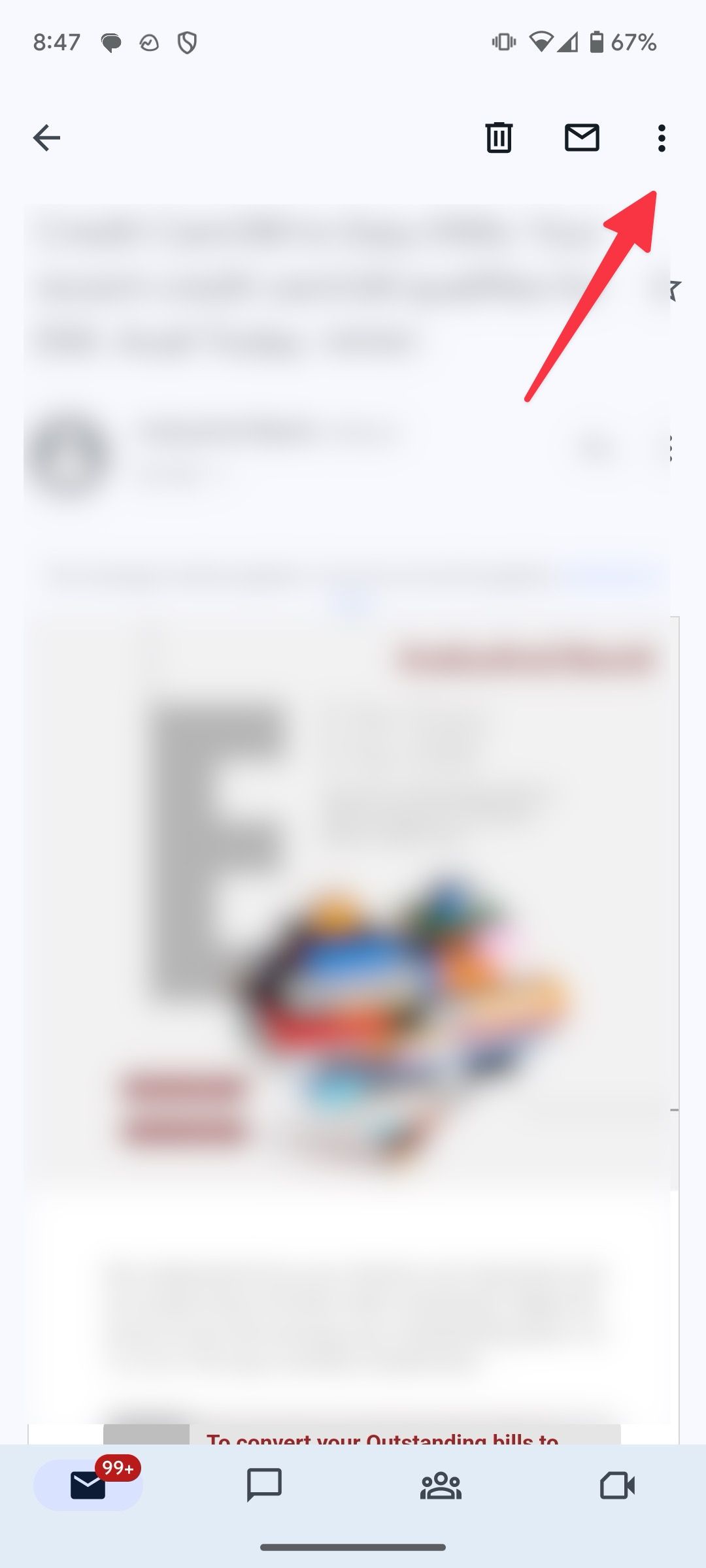 open more menu in Gmail