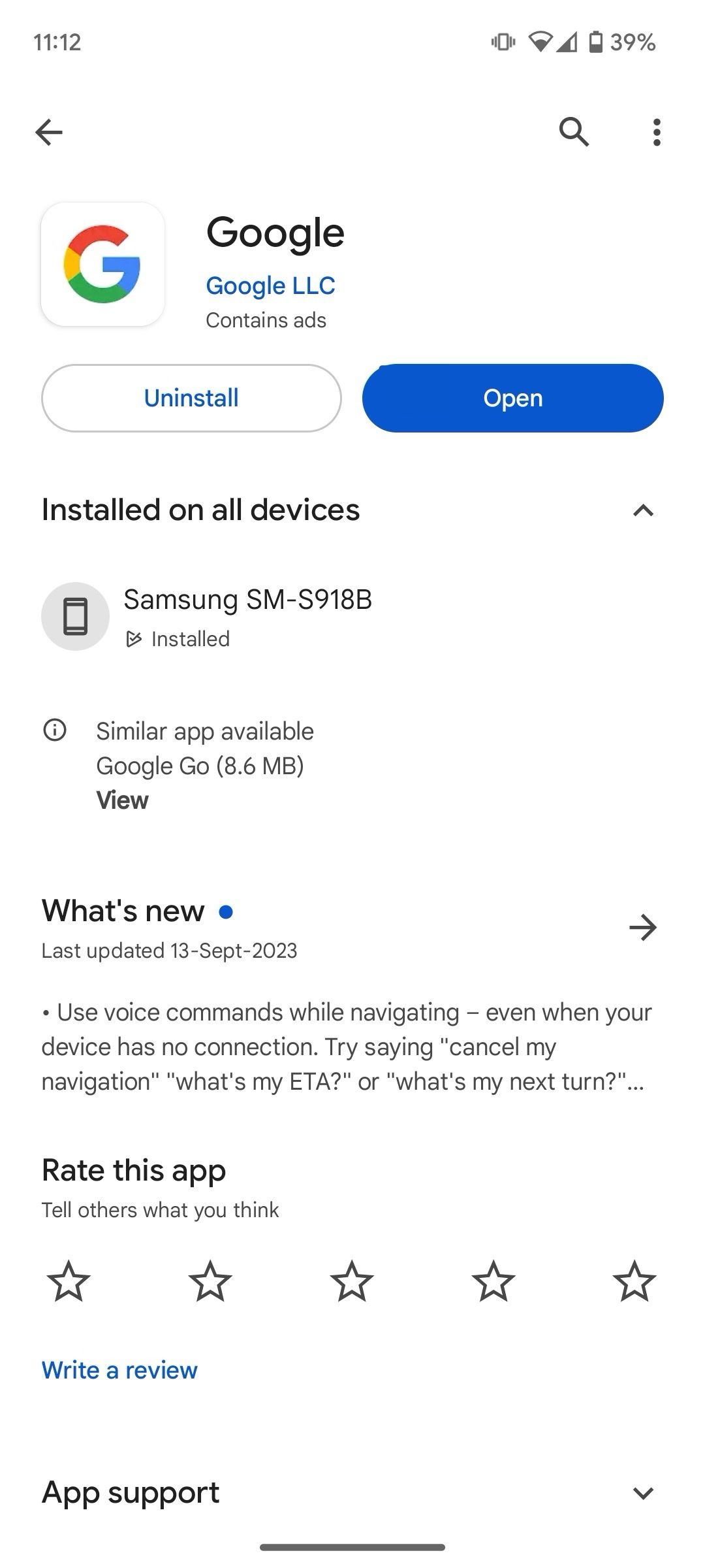 update Google app