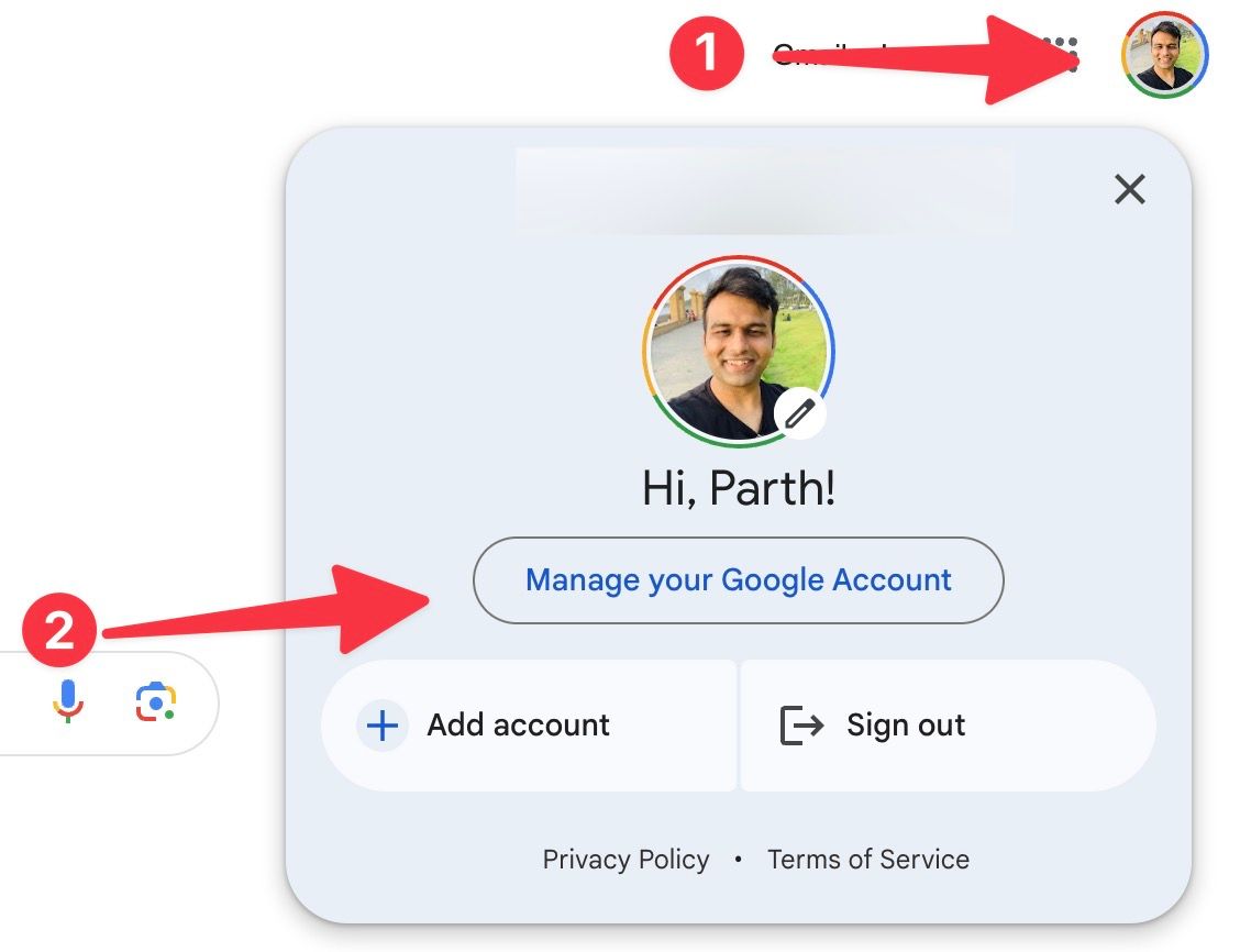 manage google account on the web