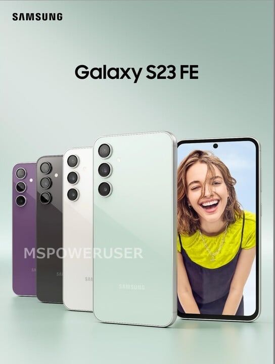 Galaxy S23 FE marketing render showing all four colours
