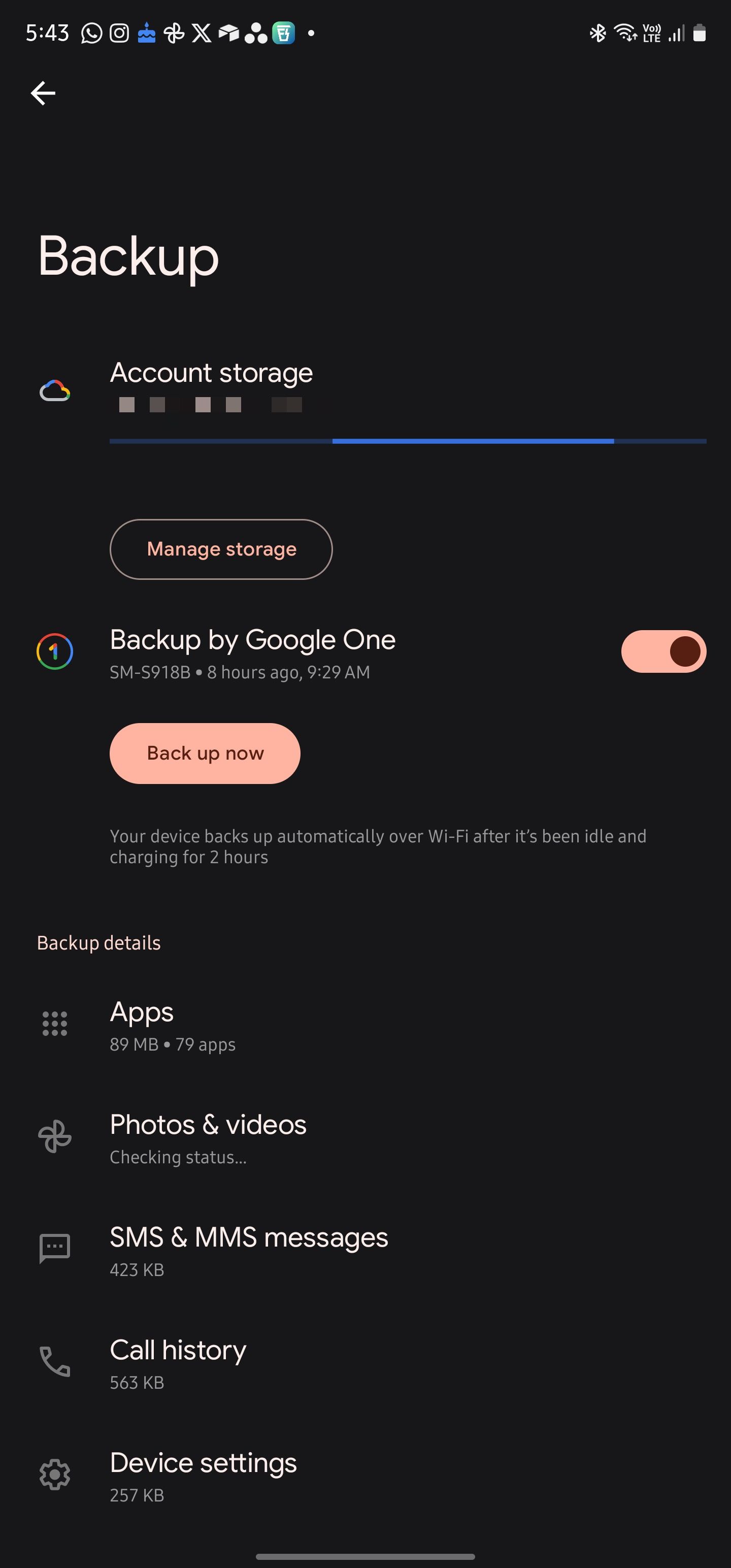 Google Drive backup for Android phone