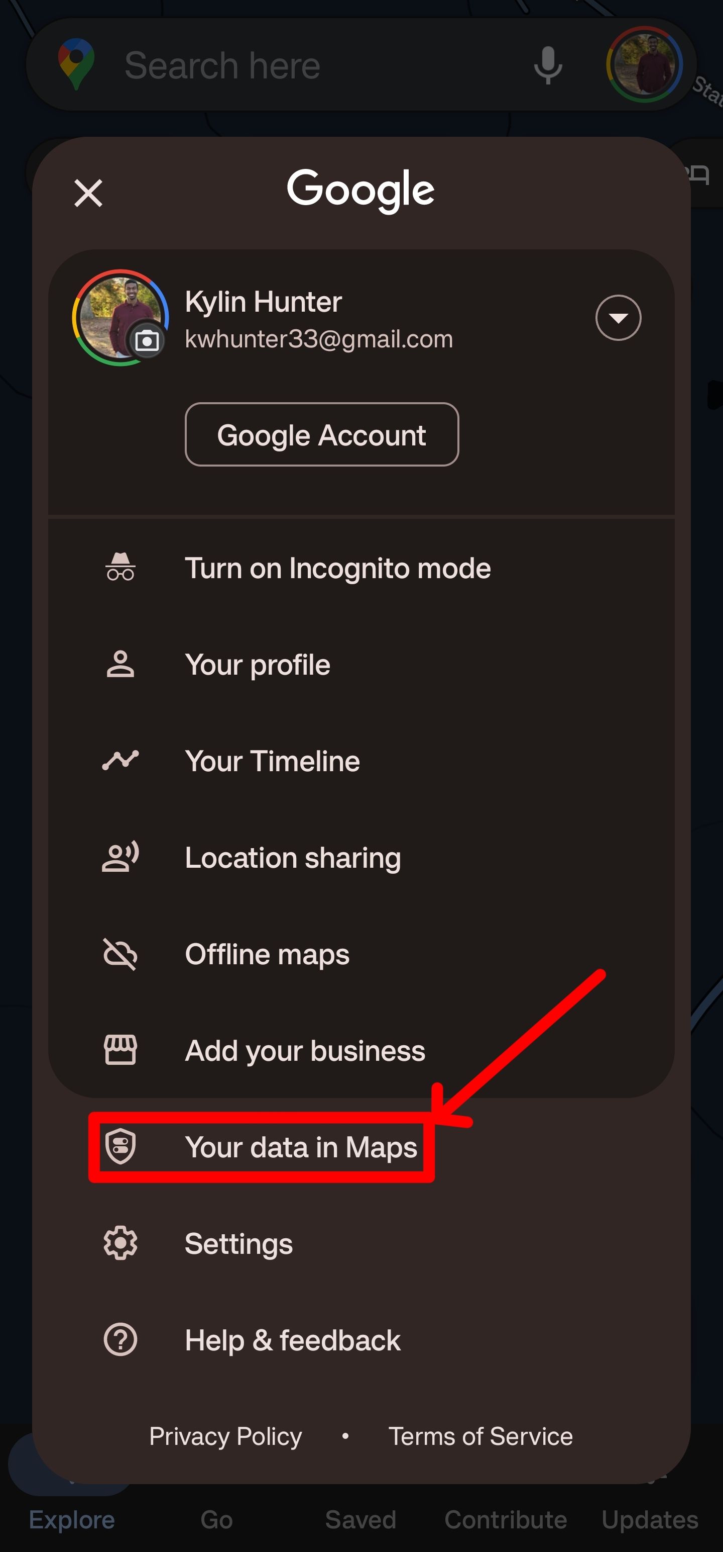 Click on your data in maps to access the location history.