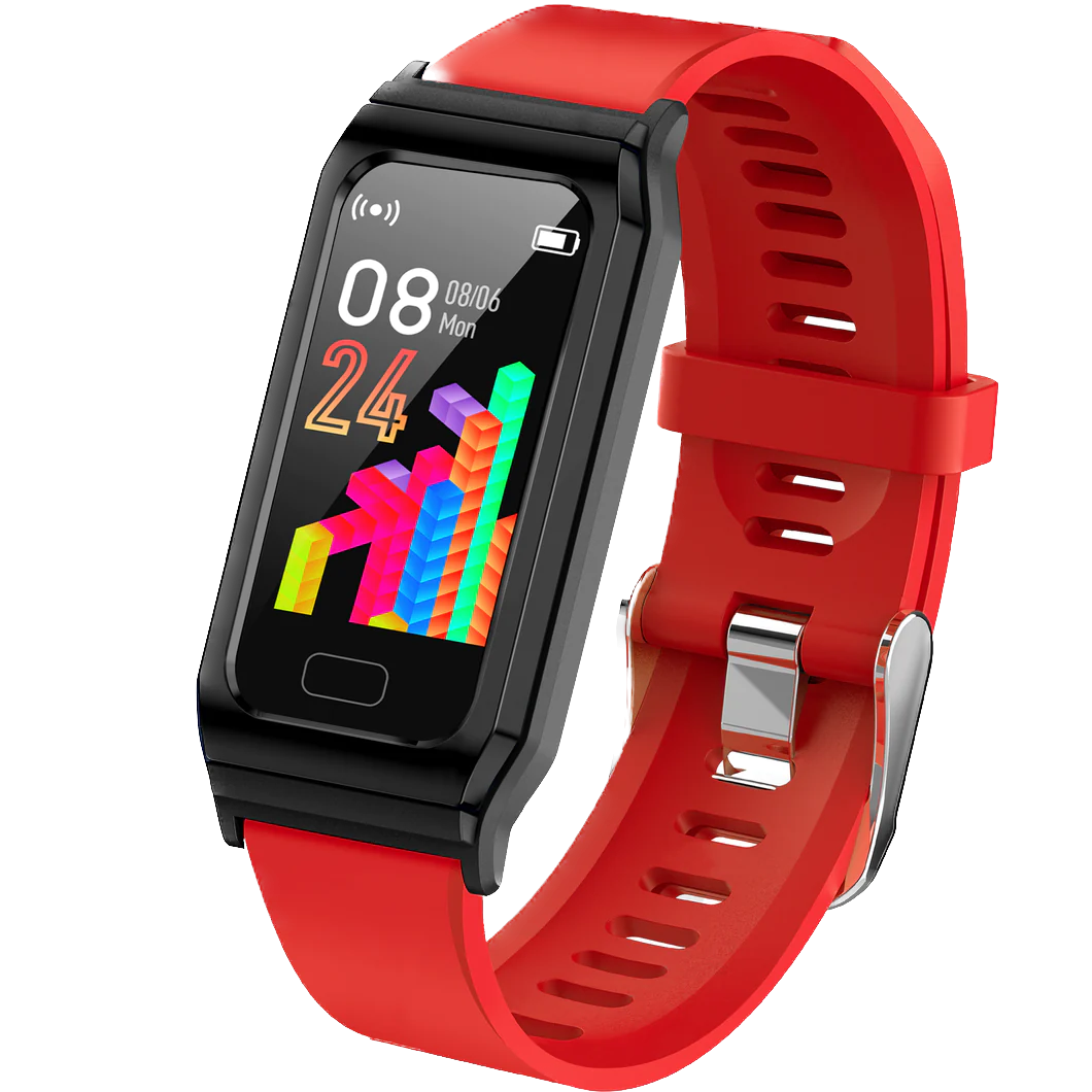 Inspiratek Fitness Tracker Red White Background