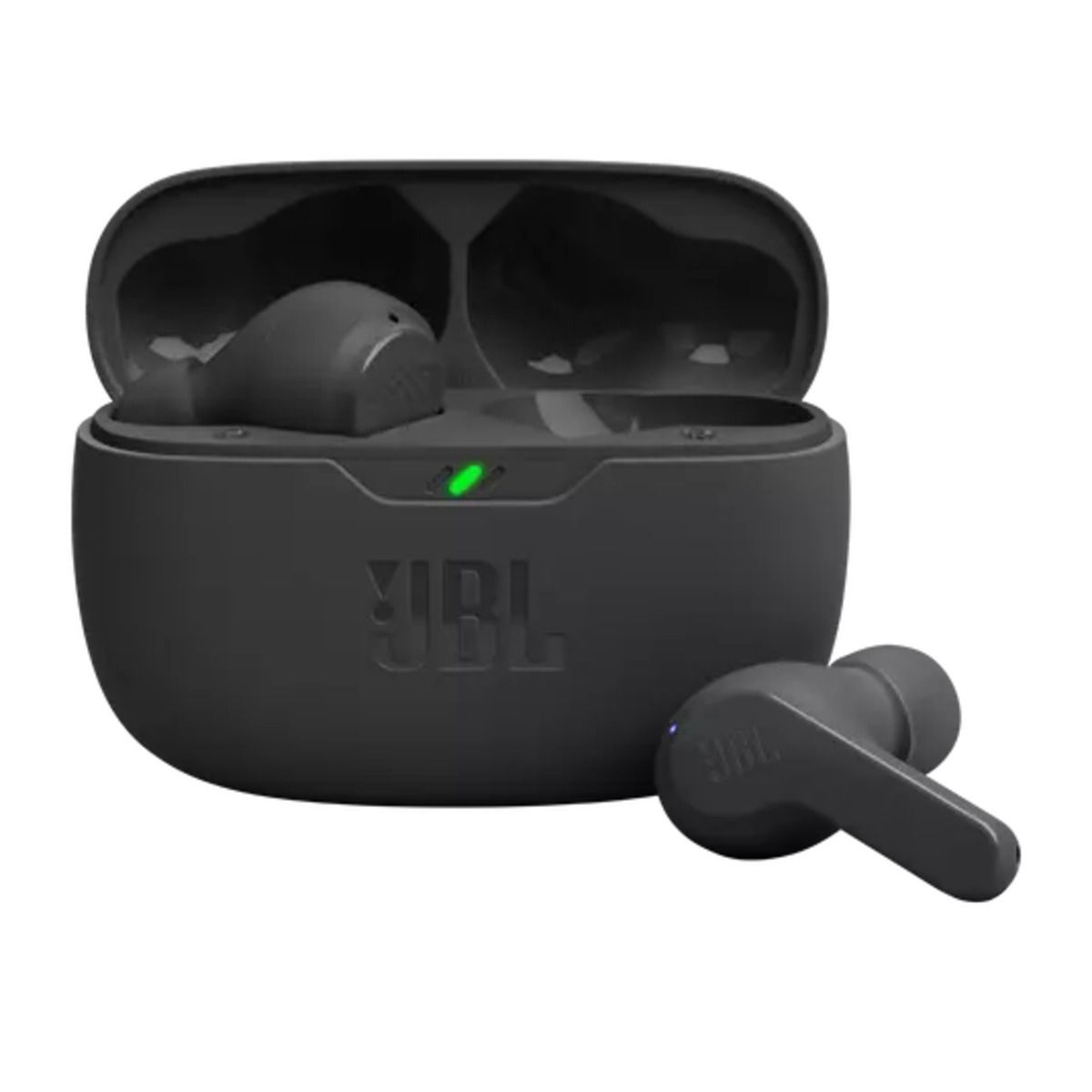 JBL Vibe Beam earbuds against a white background