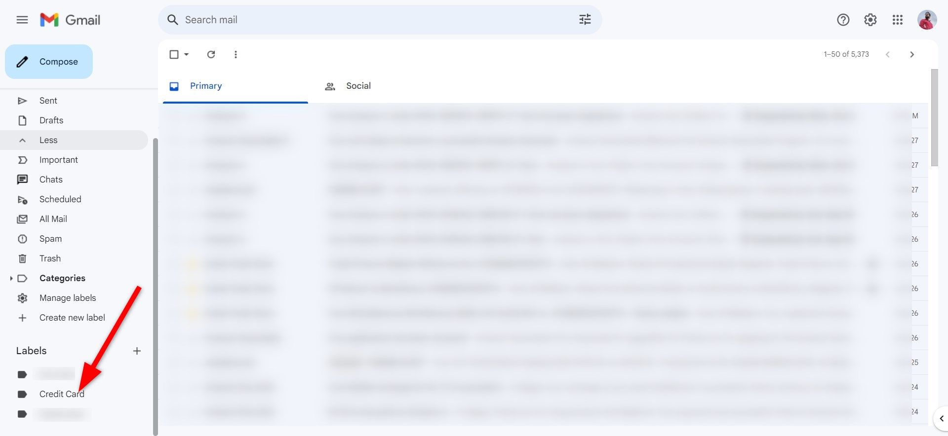 Labels in the Gmail on the catch