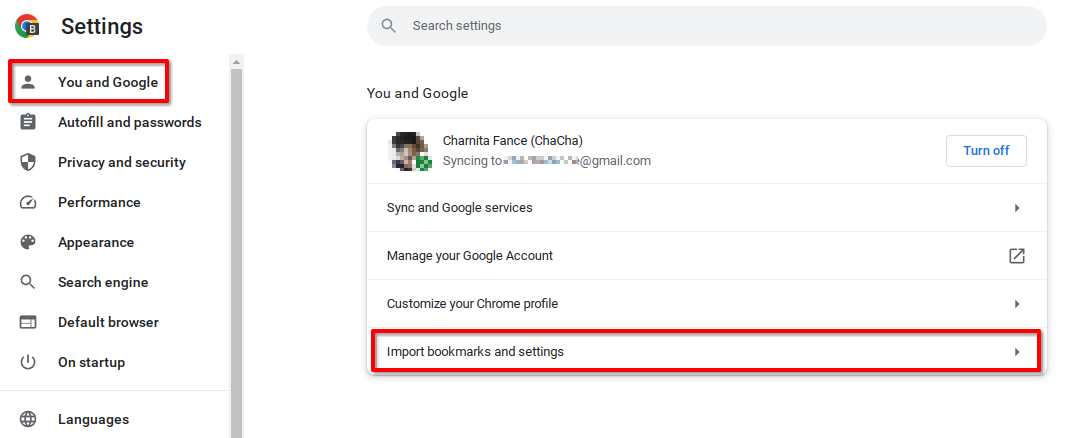 Import bookmarks and settings from other web browsers to Google Chrome in Settings.