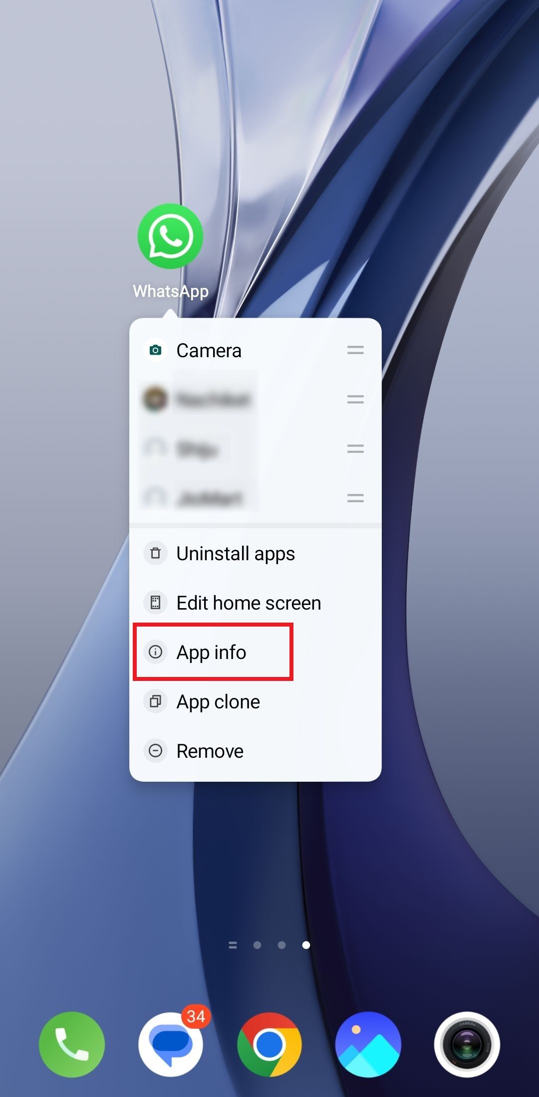 Screenshot highlighting App info 