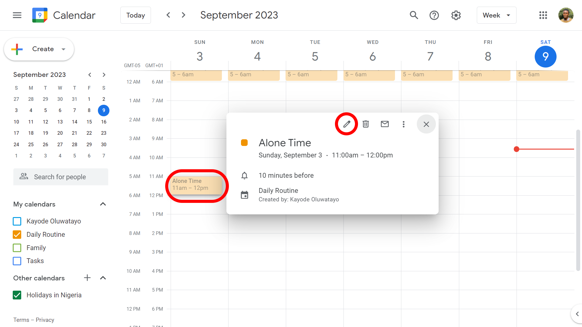 Modify shared Google calendar visibility