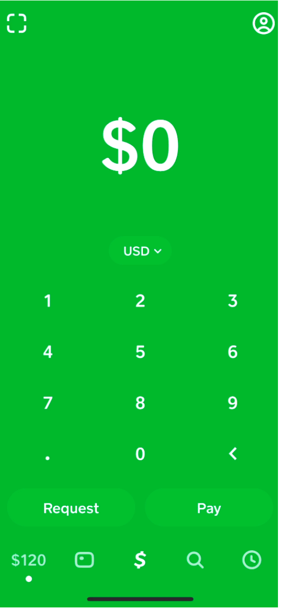 Màn hình thanh toán trong Cash App