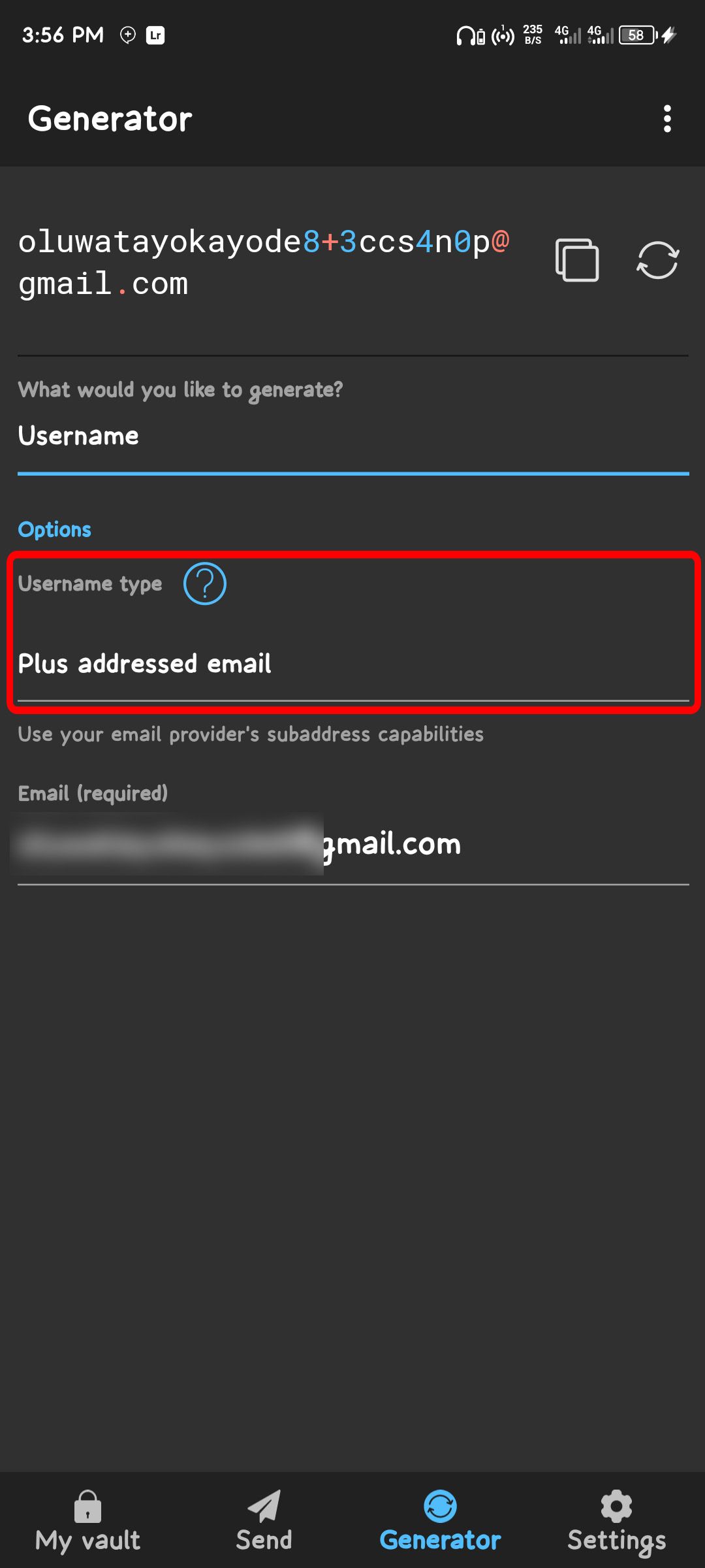 Étapes pour générer une nouvelle fausse adresse e-mail à l'aide de Bitwarden