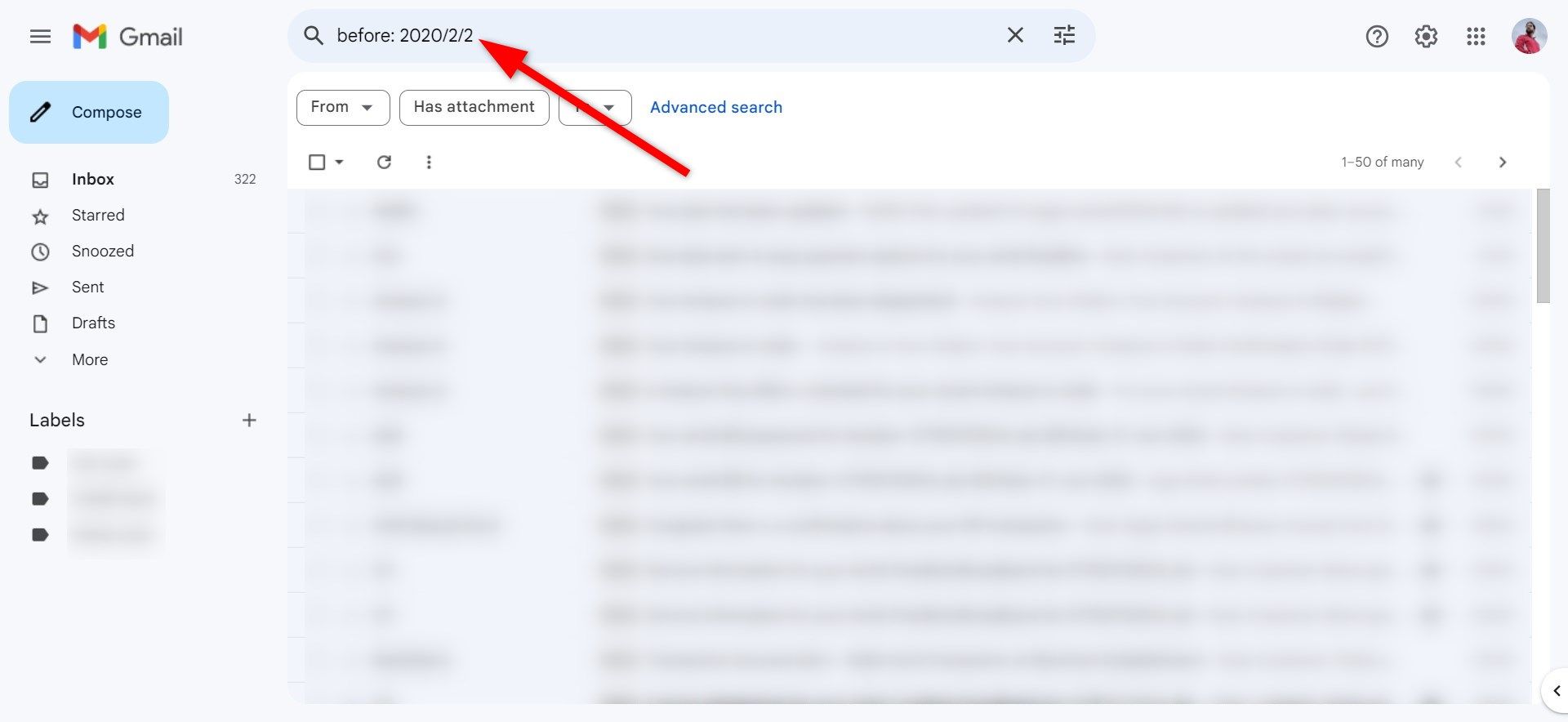 Notice specific date on Gmail web