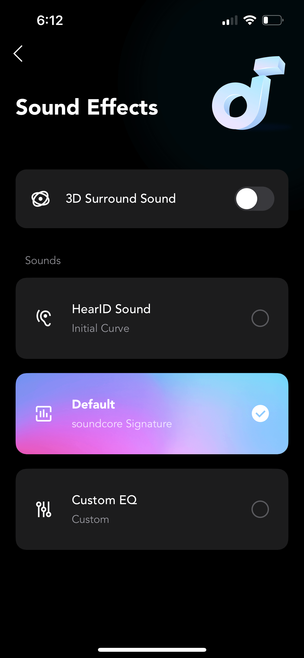 Soundcore Liberty 4 NC app sound settings